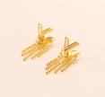 Alphabet v stud with dangles in gold finish