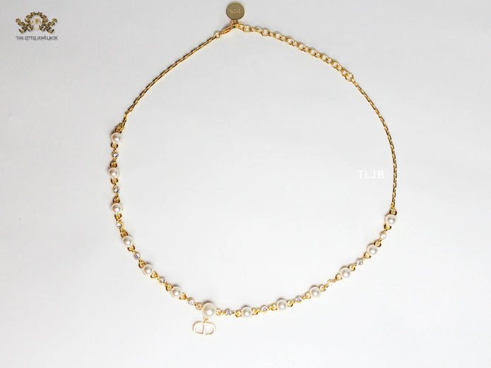 Alphabet CD Pearl Studded Chain in Gold