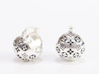 Alphabet L and V black embossed round small earring in silver finish