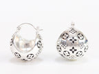 Alphabet L and V black embossed round small earring in silver finish