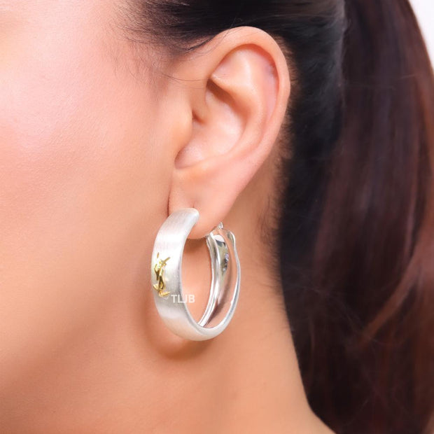 Alphabet Y & L silver matt hoops