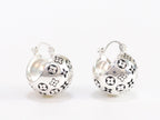 Alphabet L and V black embossed round small earring in silver finish