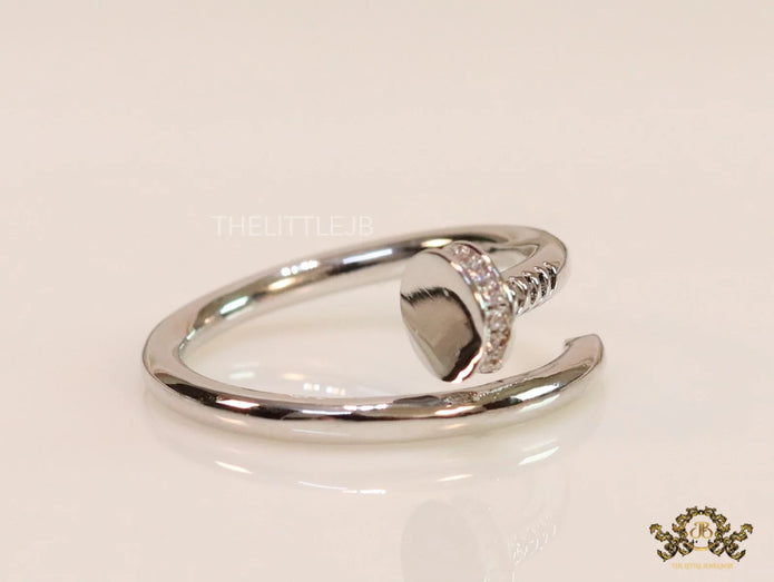 Platinum plated cz nail ring