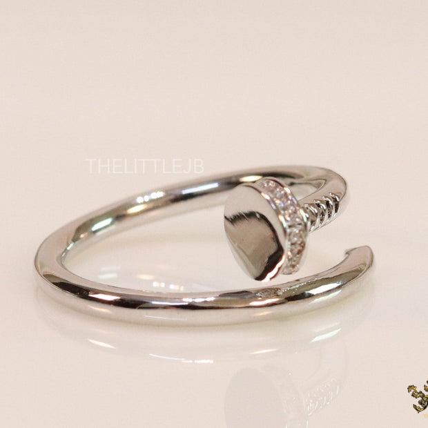 Platinum plated cz nail ring