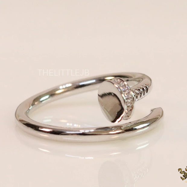 Platinum plated cz nail ring