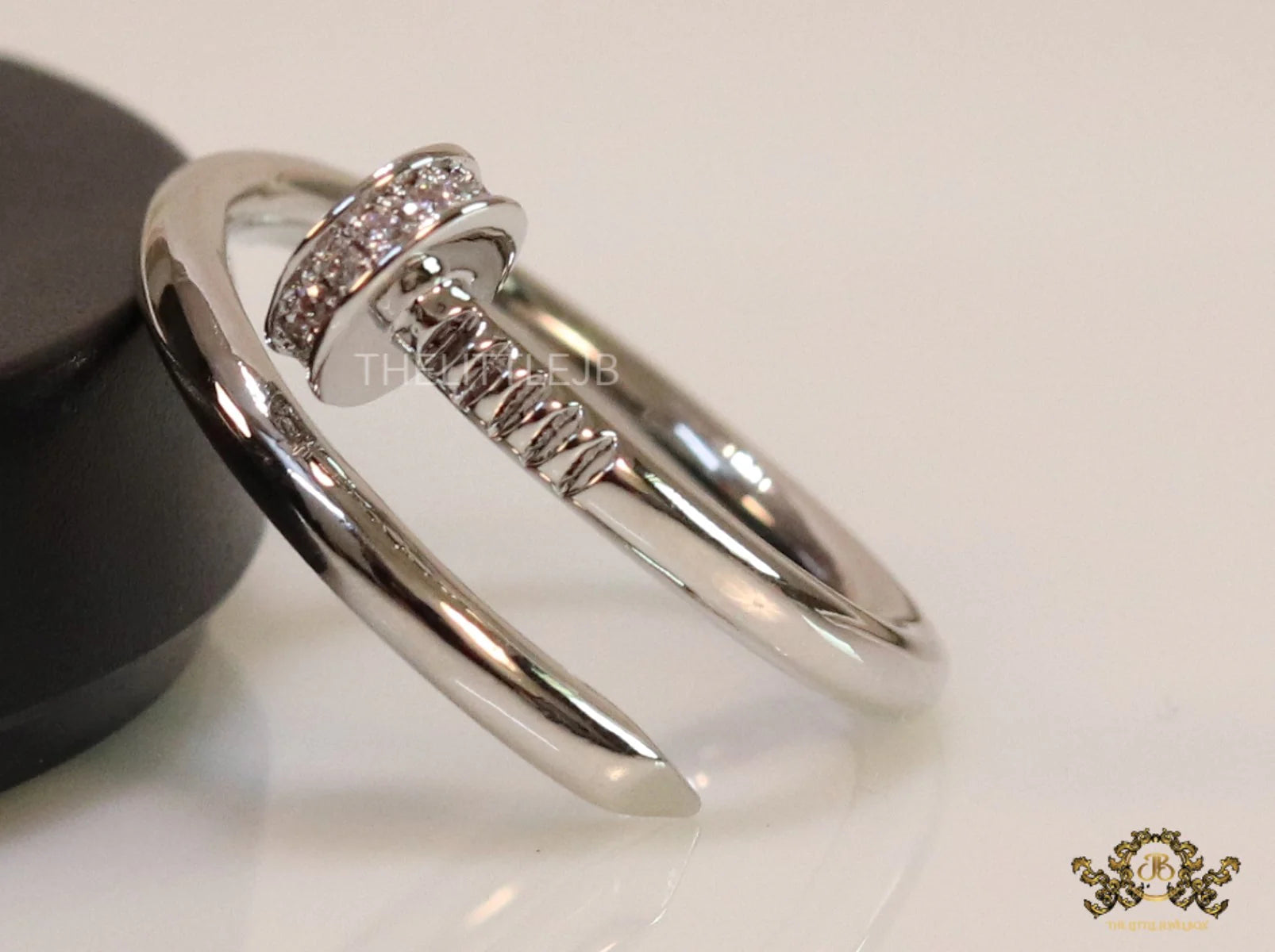 Platinum plated cz nail ring
