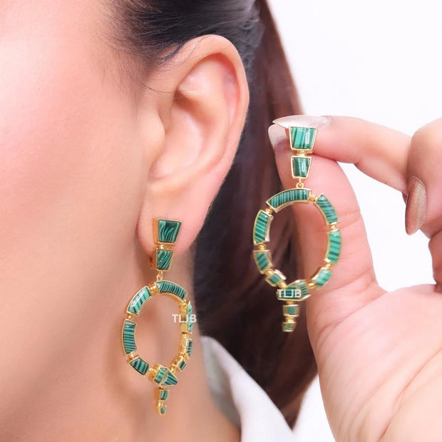 Green & gold MOP statement dangles