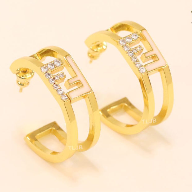 Double F Cz and gold studs