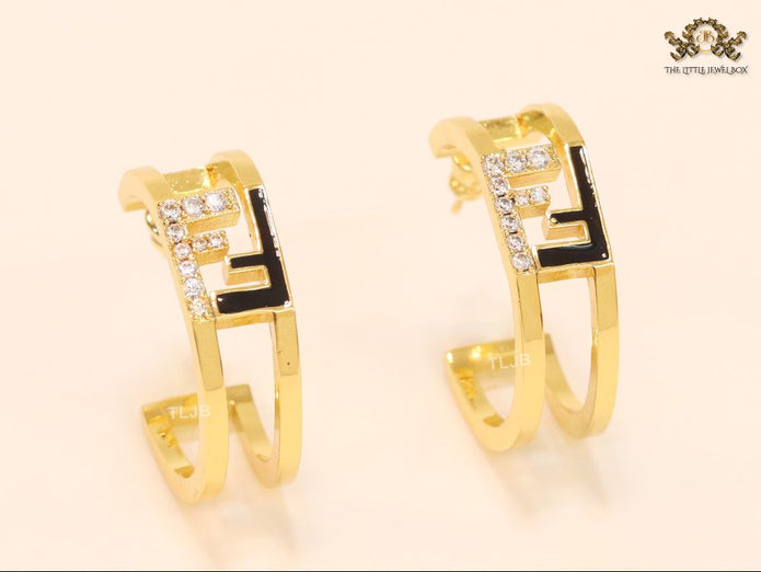 Double F Cz and black studs