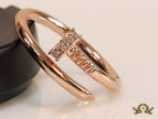 Rose gold plated cz nail ring