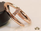 Rose gold plated cz nail ring