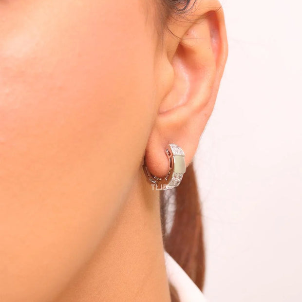 Cz and platinum small hoops