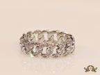 CZ link chain ring in platinum finish