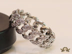 CZ link chain ring in platinum finish