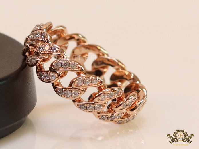 CZ link chain ring in rose gold finish