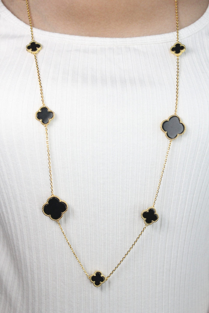 Alphabet VC Black clover long chain necklace 48 inches