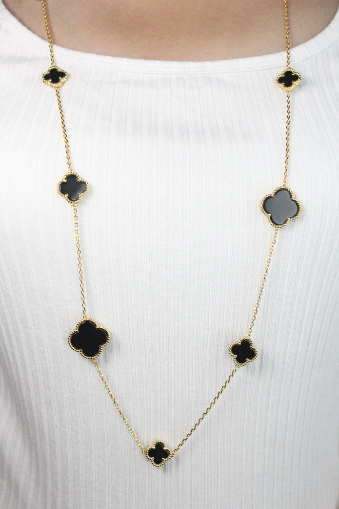 Alphabet VC Black clover long chain necklace 48 inches