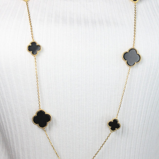 Alphabet VC Black clover long chain necklace 48 inches