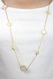 Alphabet VC White clover long chain necklace 48 inches