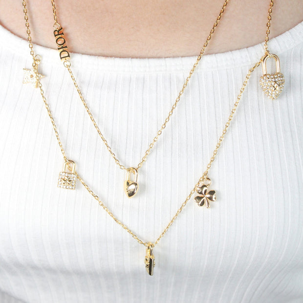 Alphabet D delicate double charmed chain with CZ