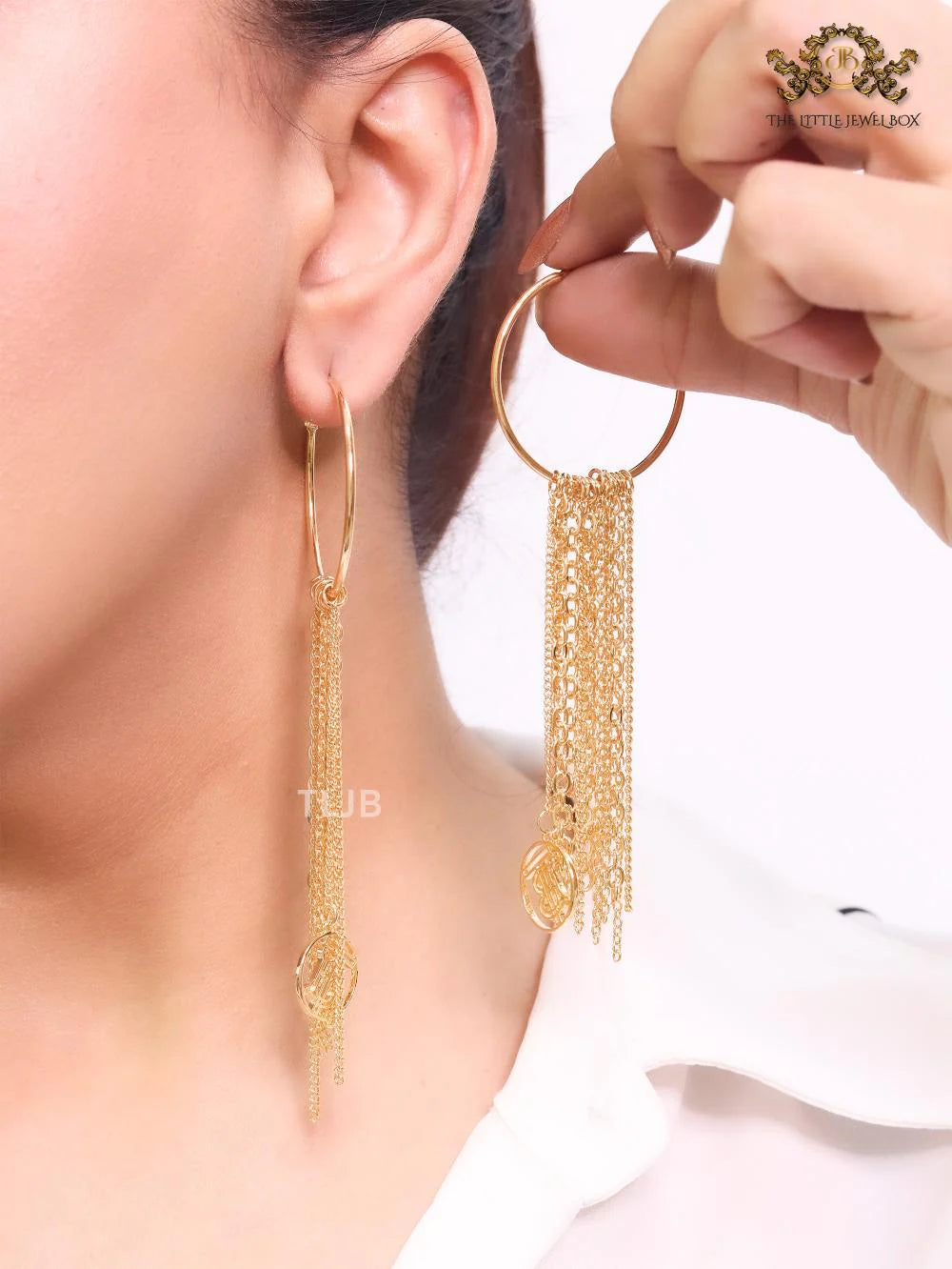 Alphabet B gold and tassel dangles