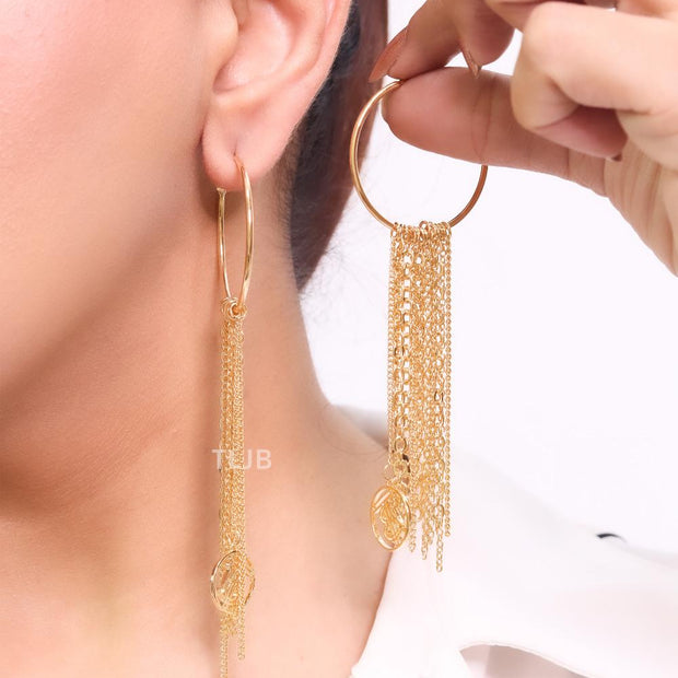 Alphabet B gold and tassel dangles