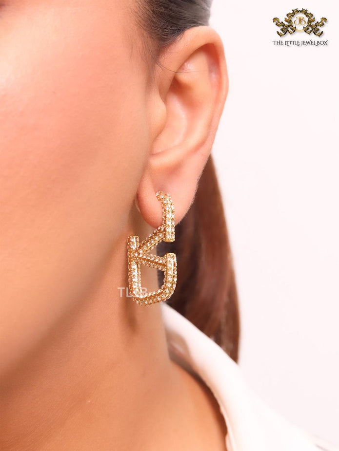 Open V small hoops cz 36mm