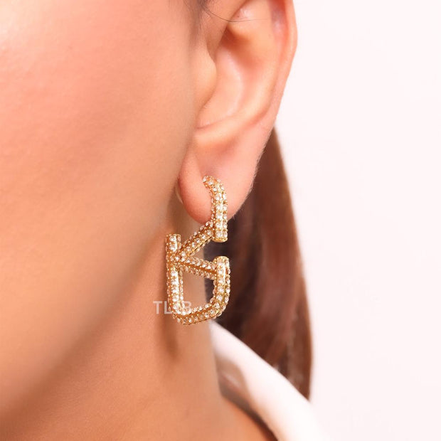 Open V small hoops cz 36mm