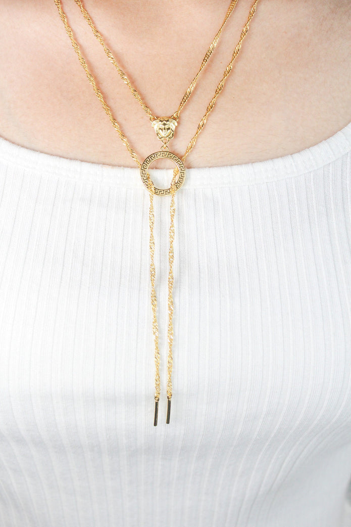 Medusa double Chain with tie knot pattern