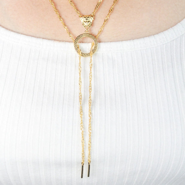 Medusa double Chain with tie knot pattern