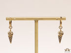 Small gold plated hoops with twin G and softy drops