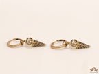 Small gold plated hoops with twin G and softy drops