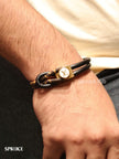 Alphabet L and V signature-black bracelet