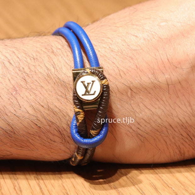Alphabet L and V signature-blue bracelet