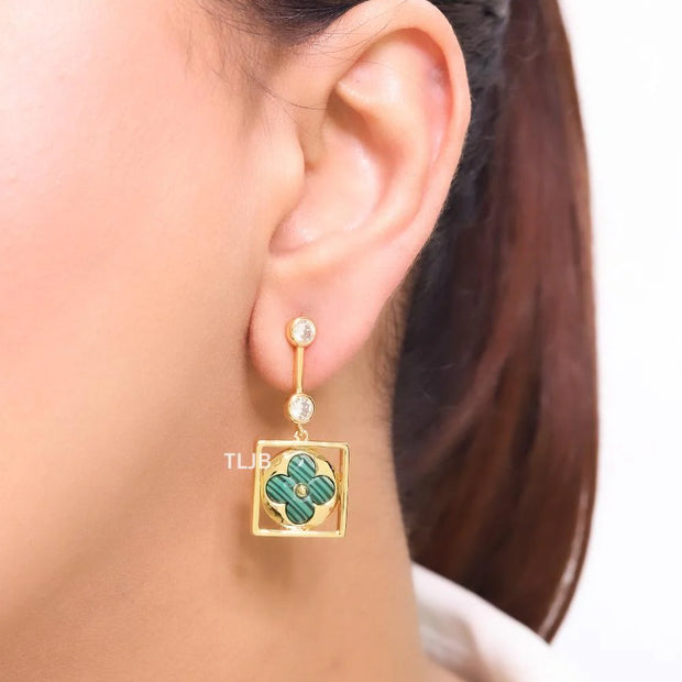 Green clover and cz dangles