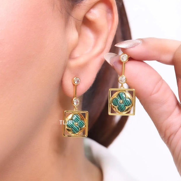 Green clover and cz dangles