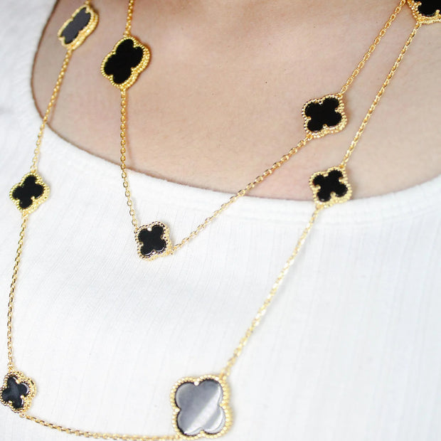 Alphabet VC Black clover long chain necklace 48 inches