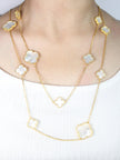 Alphabet VC White clover long chain necklace 48 inches