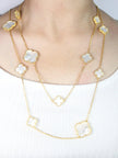 Alphabet VC White clover long chain necklace 48 inches