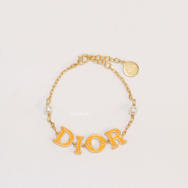 Alphabet bracelet with gold plated chain