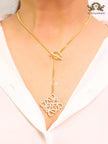 Alphabet L cz and gold sleek chain