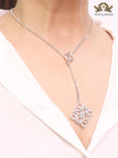 Alphabet L cz and platinum sleek chain