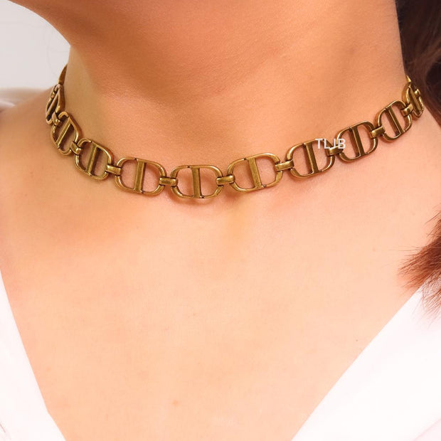 Alphabet C and D rustic choker