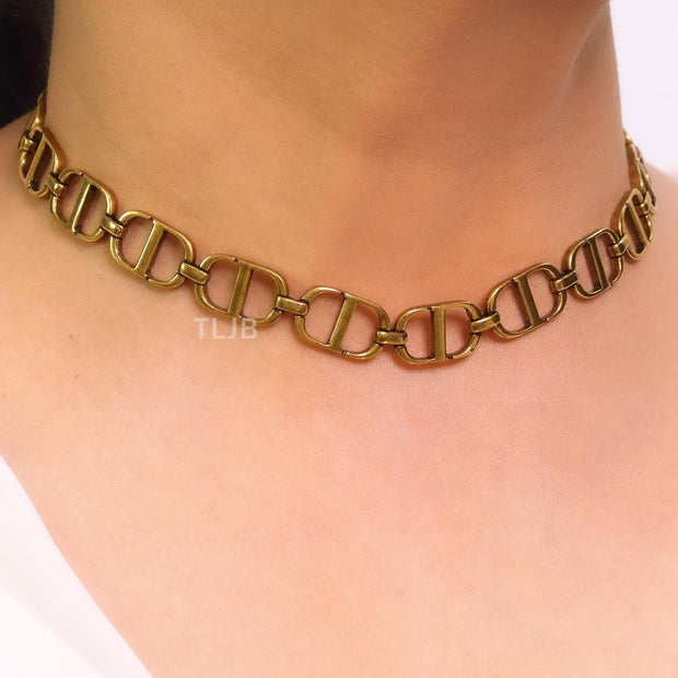 Alphabet C and D rustic choker
