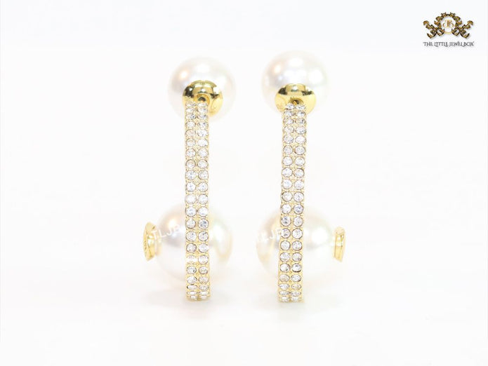 Pearl gold alphabet bomber cz hoops