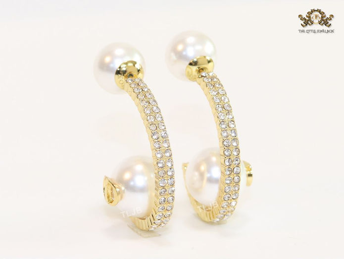 Pearl gold alphabet bomber cz hoops