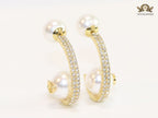 Pearl gold alphabet bomber cz hoops