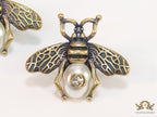 Bee shape stud earrings with shell pearl