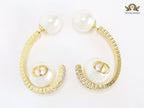 Pearl gold alphabet bomber cz hoops