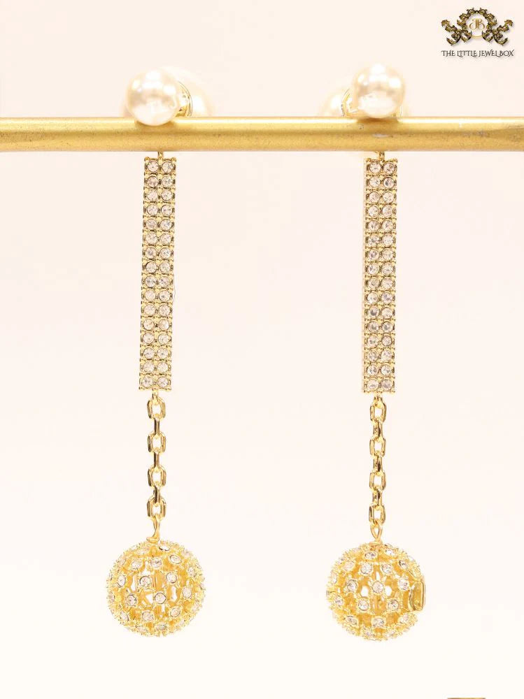 Pearl and cz alphabet long chain bomber style dangles